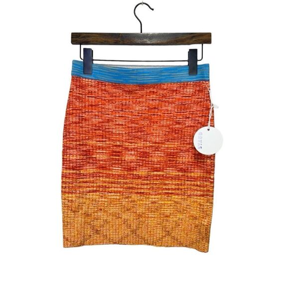 NEW Staud Piera Space Dyed Ribbed Mini Skirt Blood Orange Medium - Picture 4 of 8